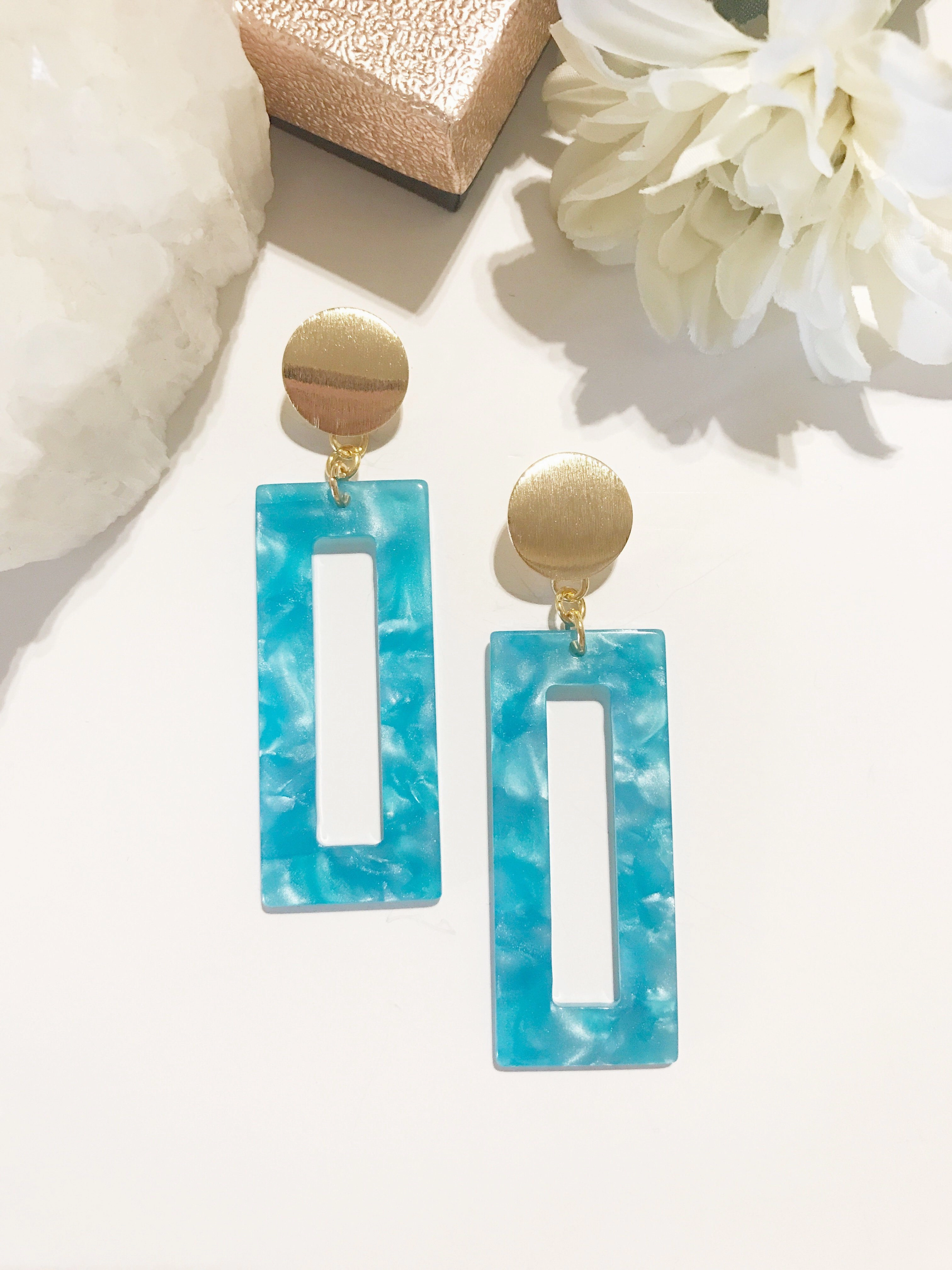 Heather Rectangle Resin Earrings