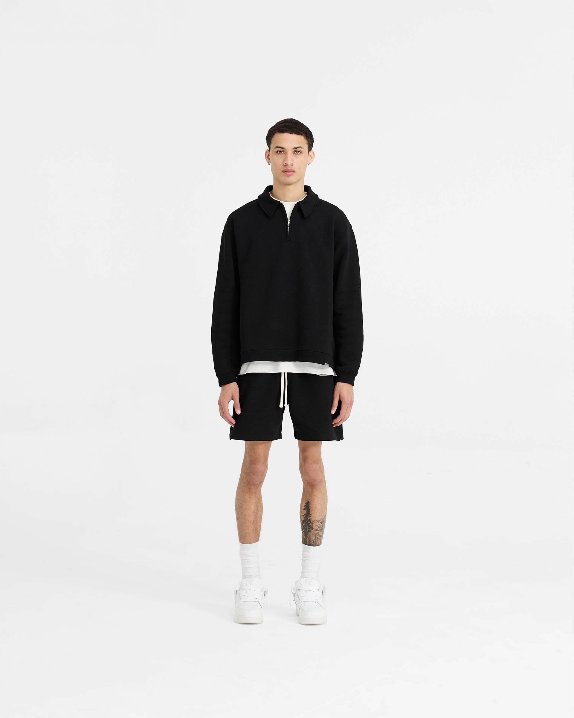 Initial Boxy Quarter Zip - Black