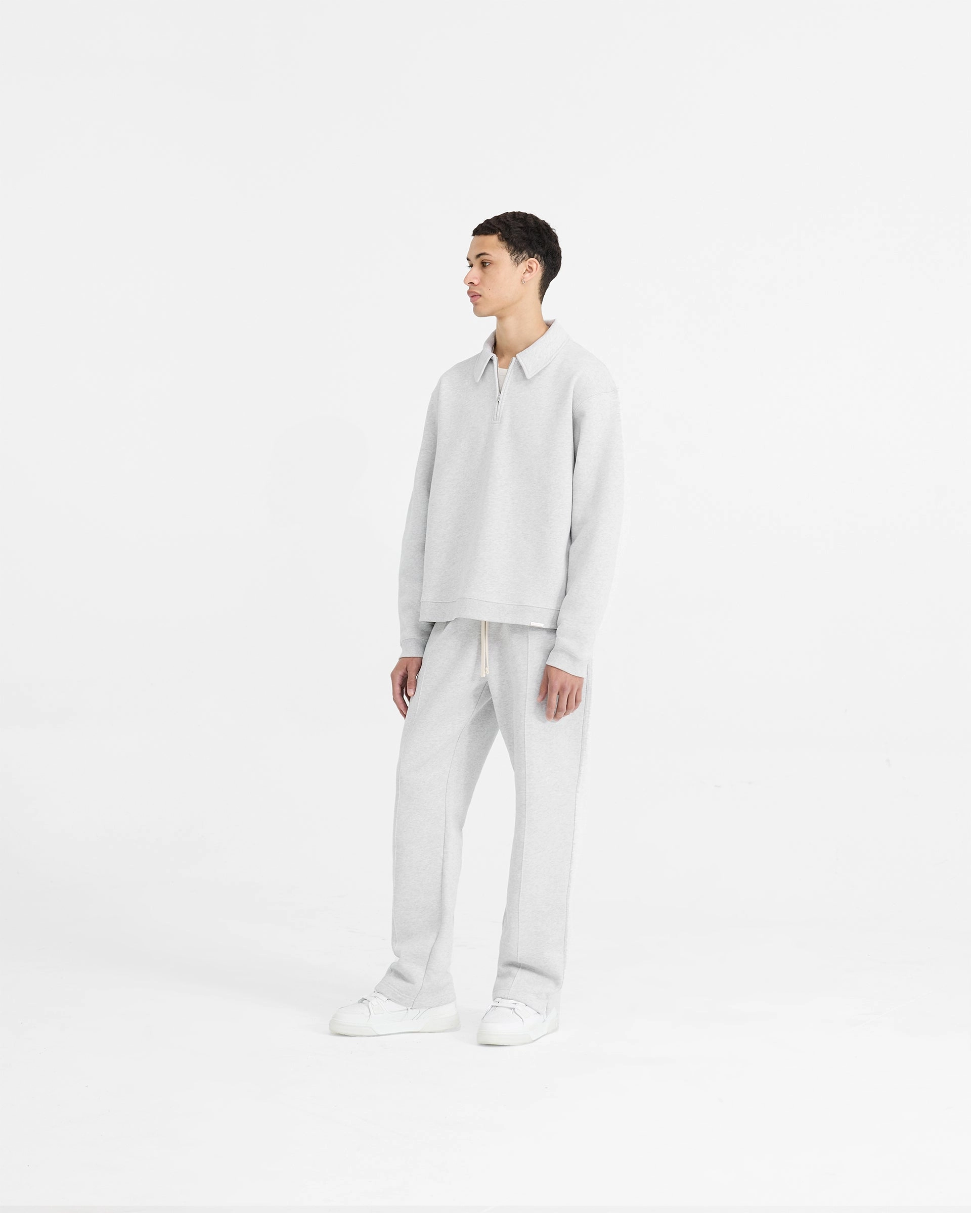 Initial Boxy Quarter Zip - Ice Grey Marl