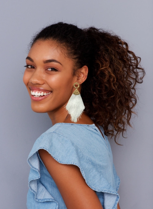 Kensie Fringe Earrings White