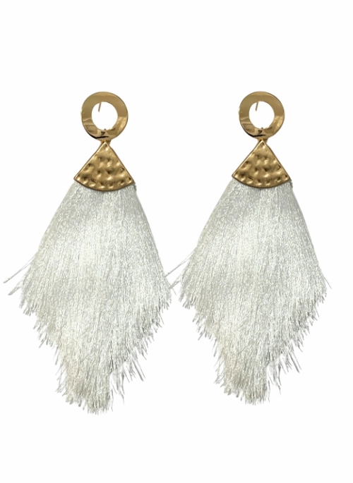 Kensie Fringe Earrings White