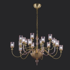 Large Textured Rose Pink Glass Chandelier