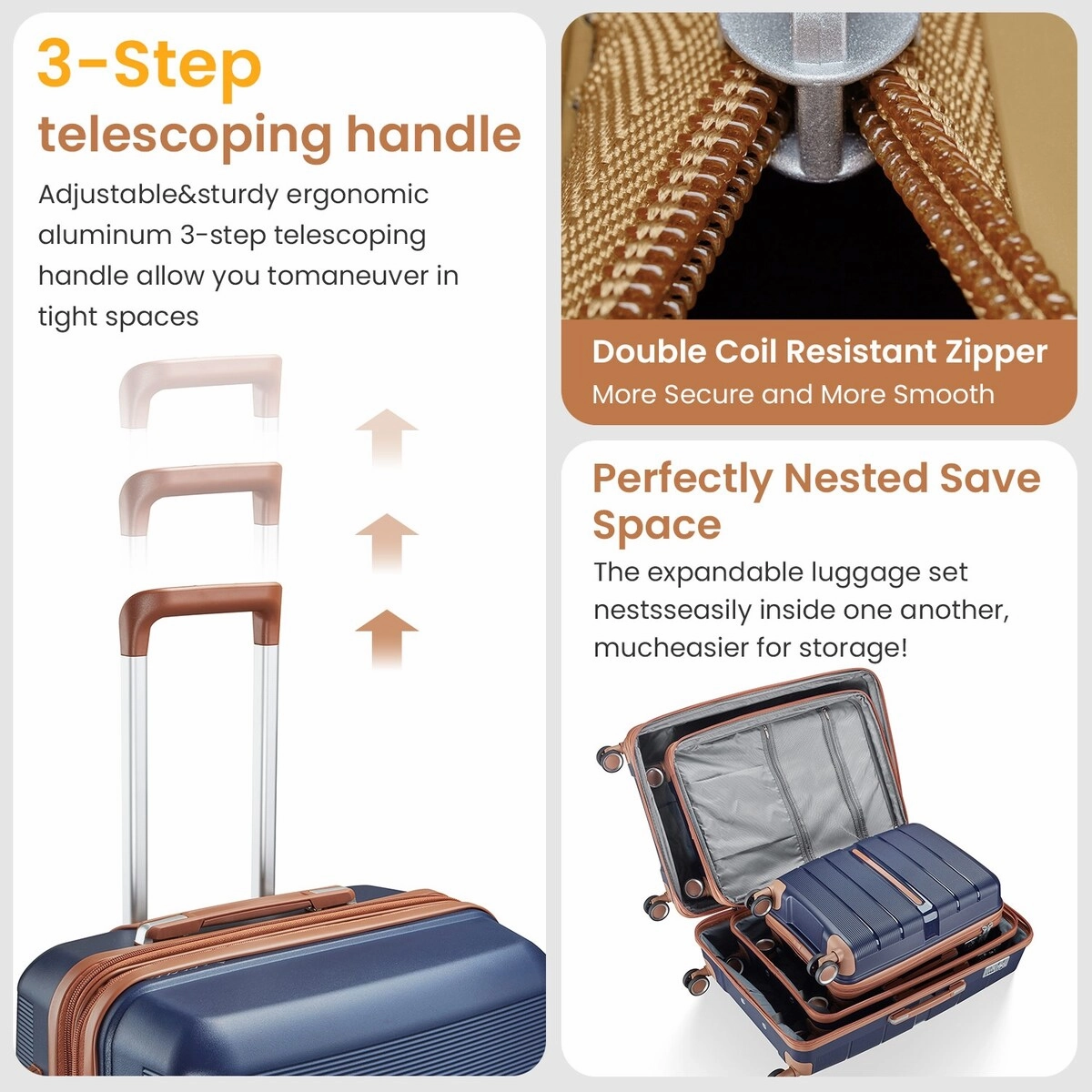 Luggage Sets 4 Piece(14/20/24/28) PP Lightweight & Durable Expandable suitcase