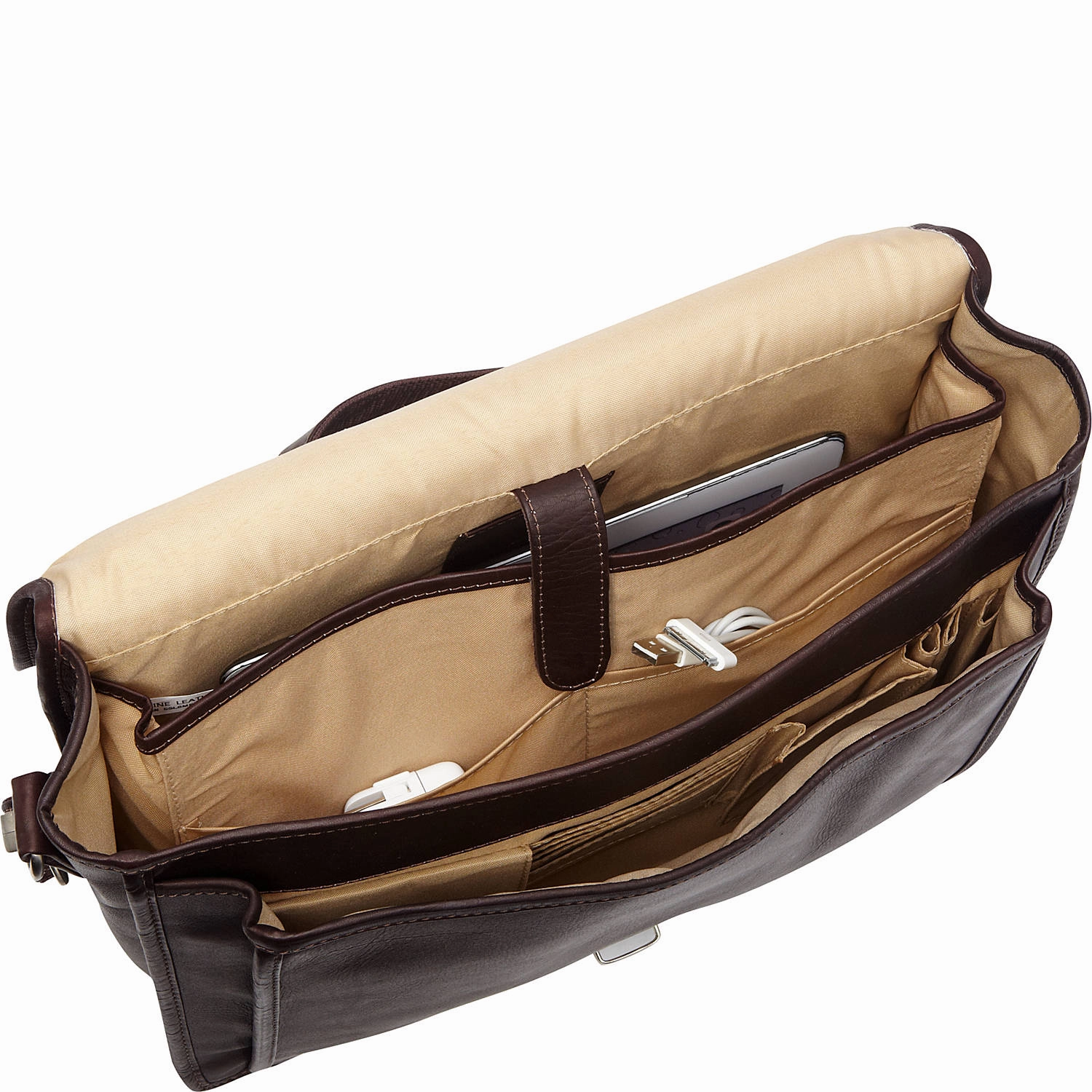 Piel Small Flap Over Laptop Leather Tablet Briefcase