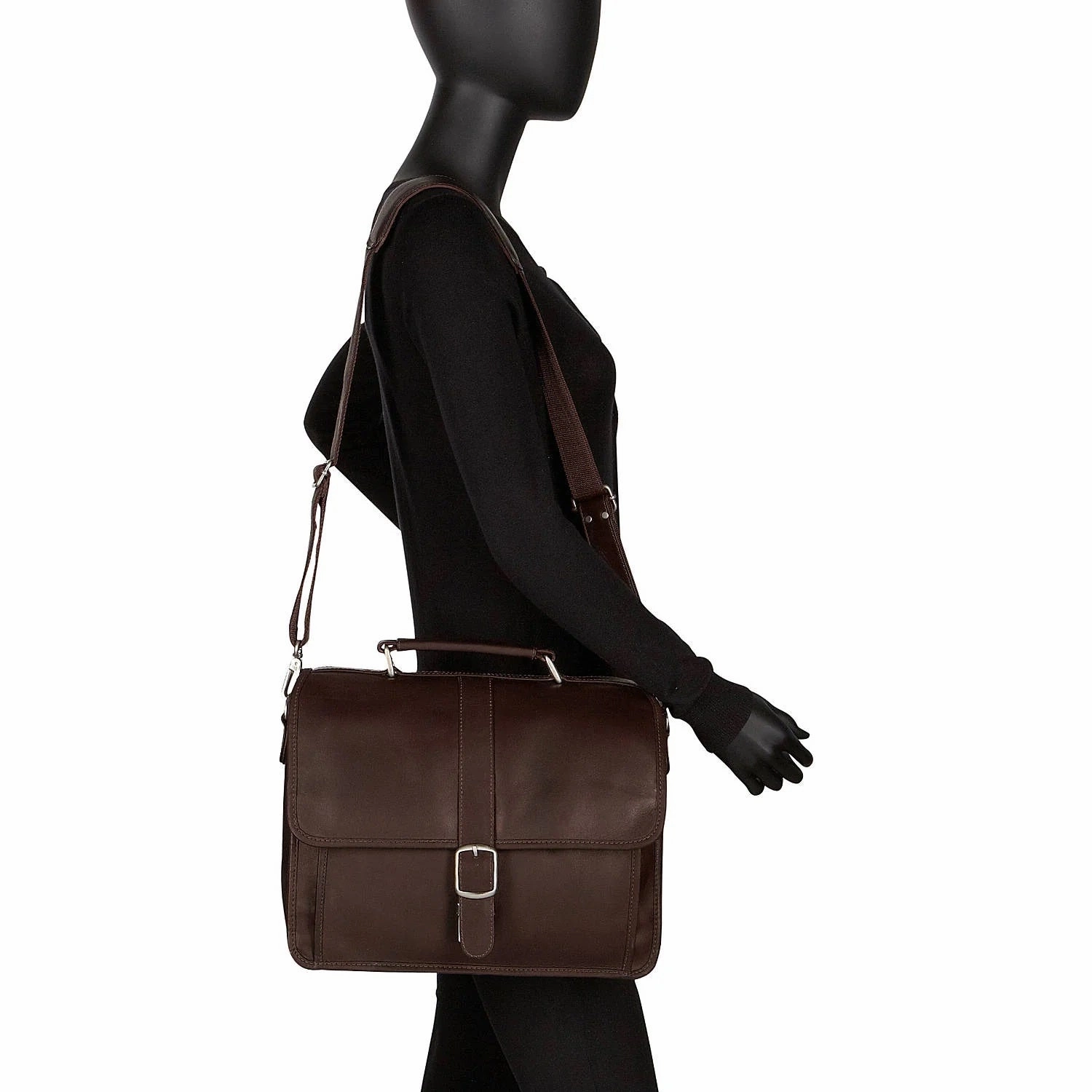 Piel Small Flap Over Laptop Leather Tablet Briefcase
