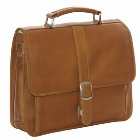 Piel Small Flap Over Laptop Leather Tablet Briefcase