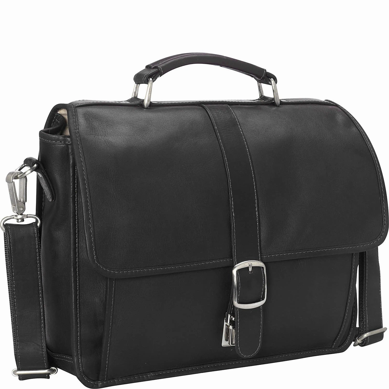 Piel Small Flap Over Laptop Leather Tablet Briefcase