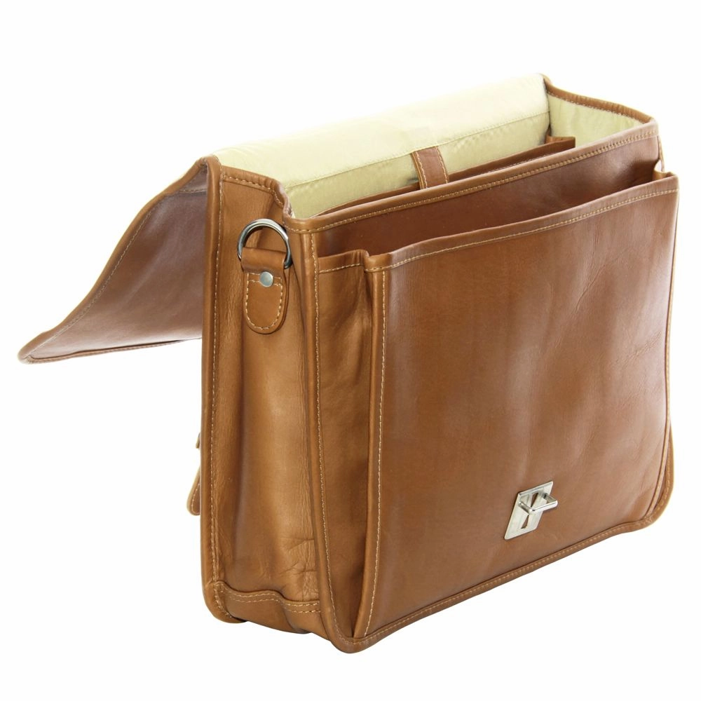 Piel Small Flap Over Laptop Leather Tablet Briefcase