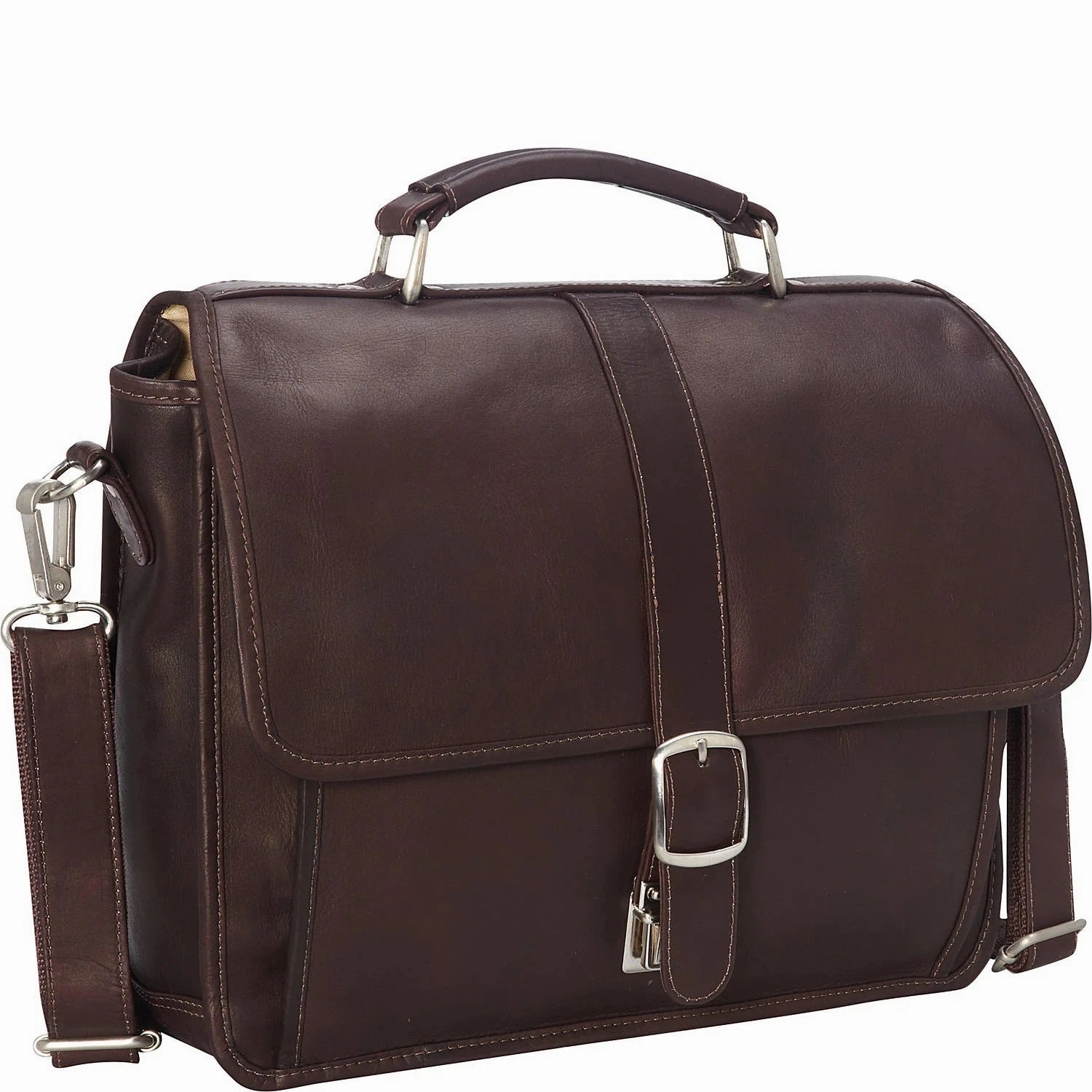 Piel Small Flap Over Laptop Leather Tablet Briefcase
