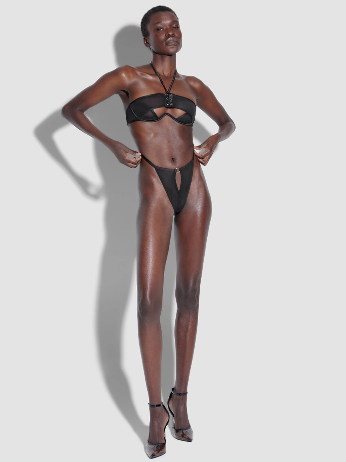 Raven Open Cup Halter Bra