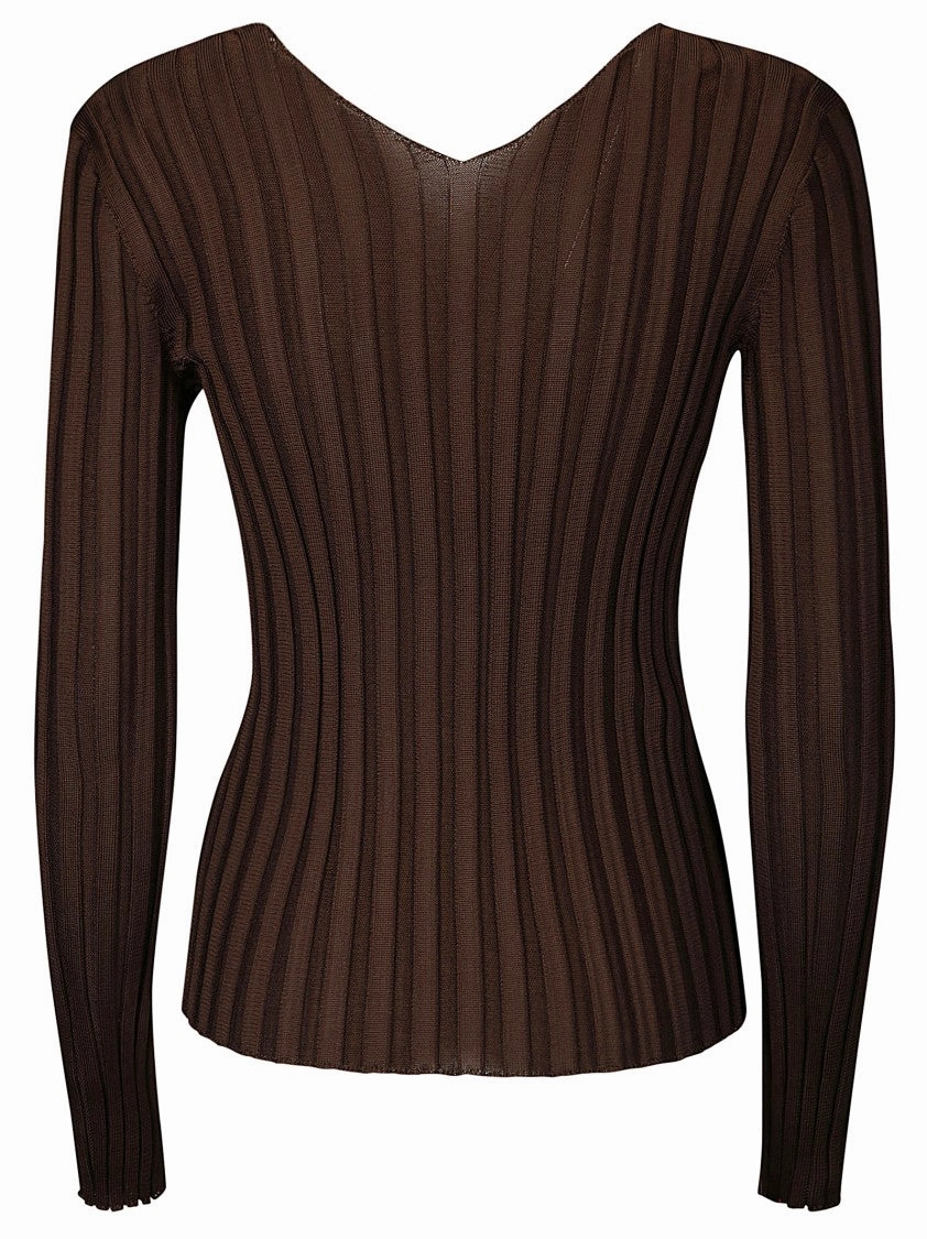 Ribbed Silk Long-Sleeved Sweater