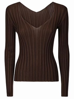 Ribbed Silk Long-Sleeved Sweater