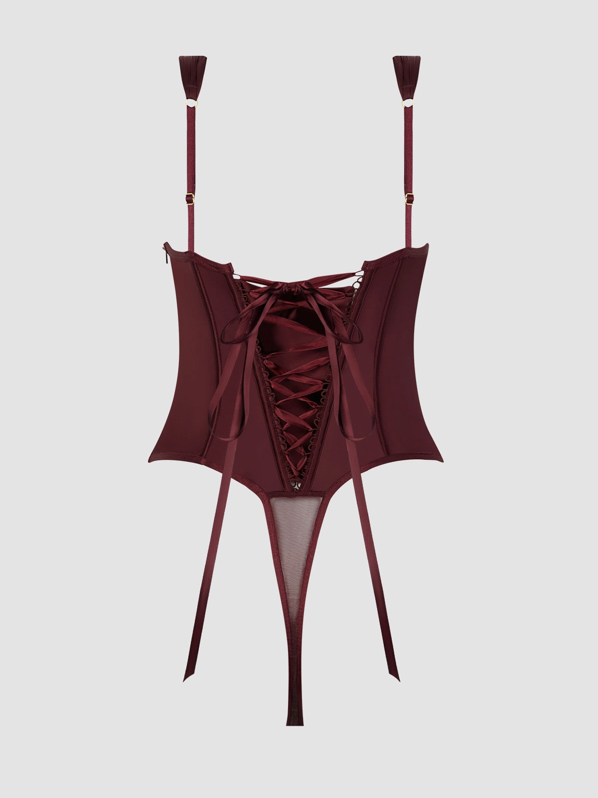 Rising Star Plunge Push Up Corseted Teddy in Petra Satin