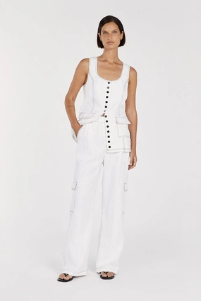 ROSIE WHITE LINEN CARGO PANT