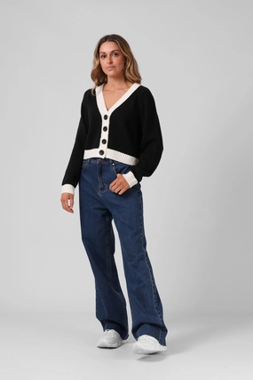RPM Cropped Cardigan Black