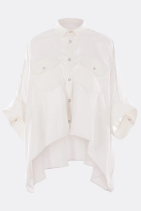 satin and denim oversized shirt