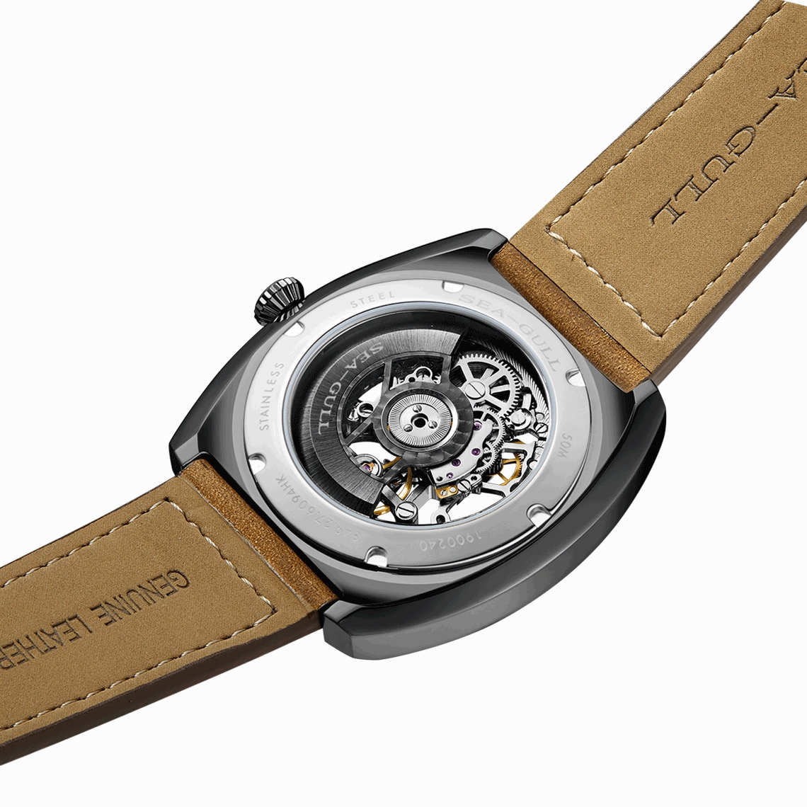 Seagull Watch | Trendy Barrel Skeleton Automatic Watch 44*46mm