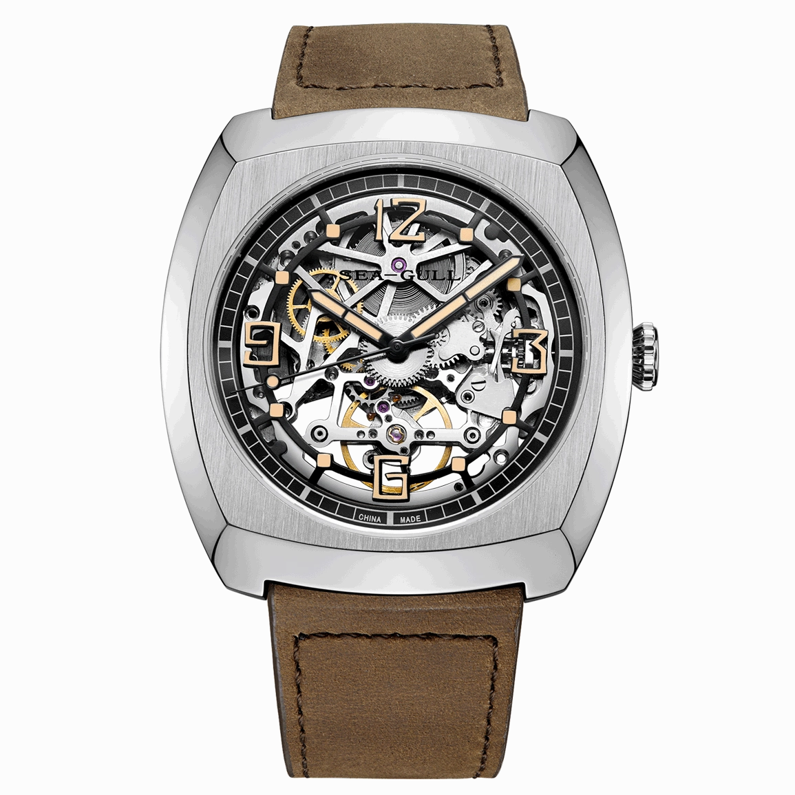 Seagull Watch | Trendy Barrel Skeleton Automatic Watch 44*46mm