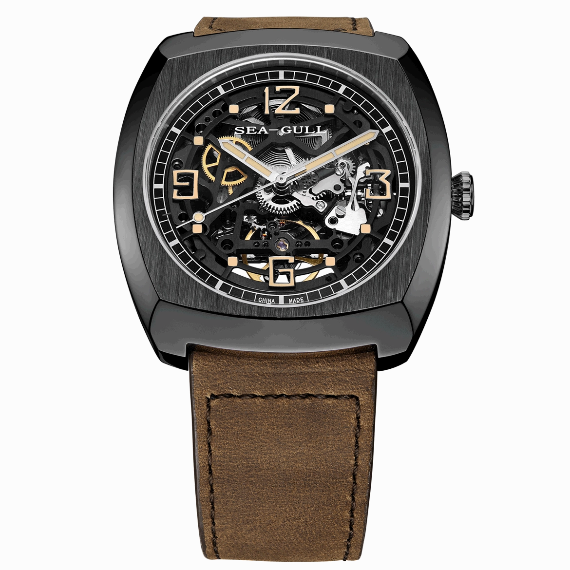 Seagull Watch | Trendy Barrel Skeleton Automatic Watch 44*46mm
