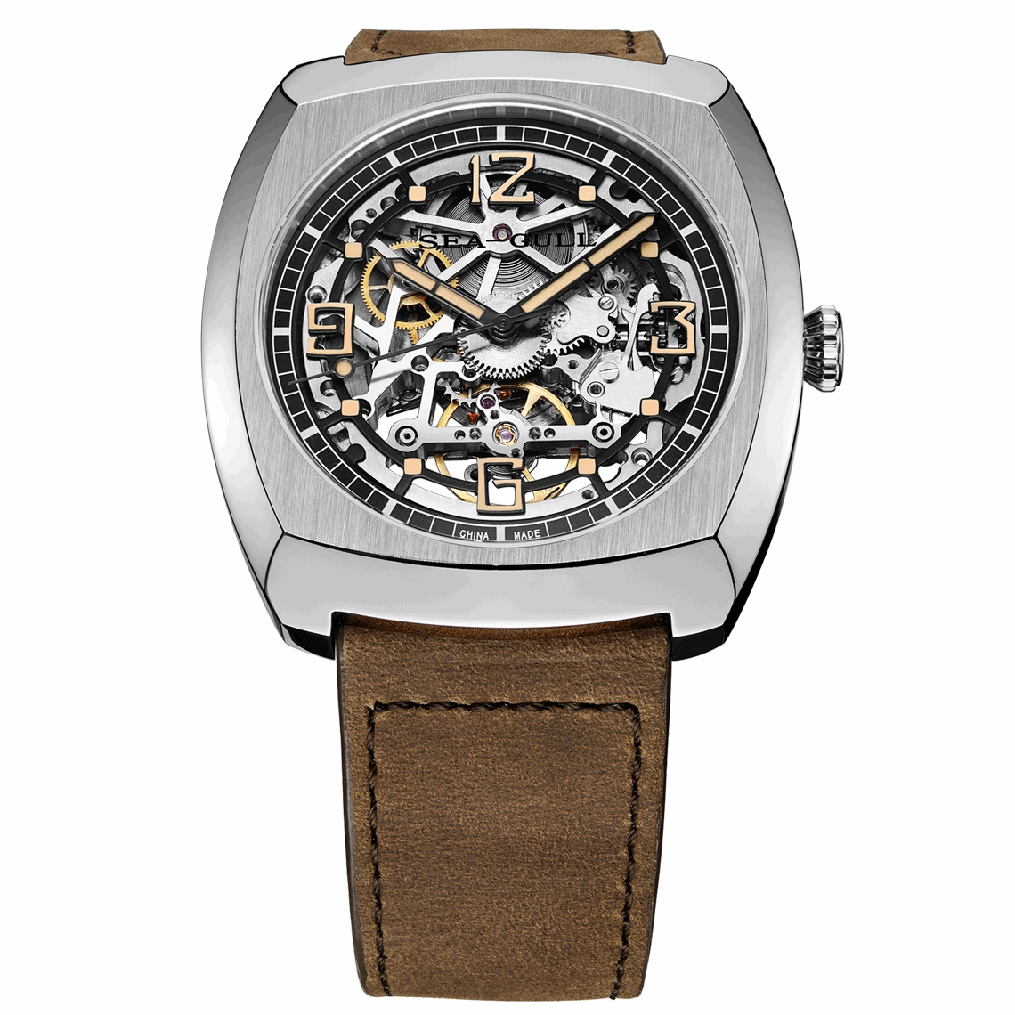 Seagull Watch | Trendy Barrel Skeleton Automatic Watch 44*46mm