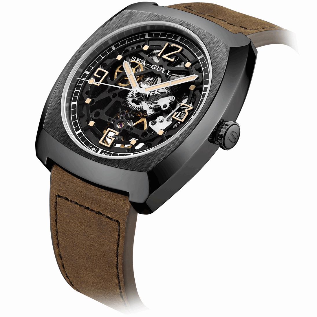 Seagull Watch | Trendy Barrel Skeleton Automatic Watch 44*46mm