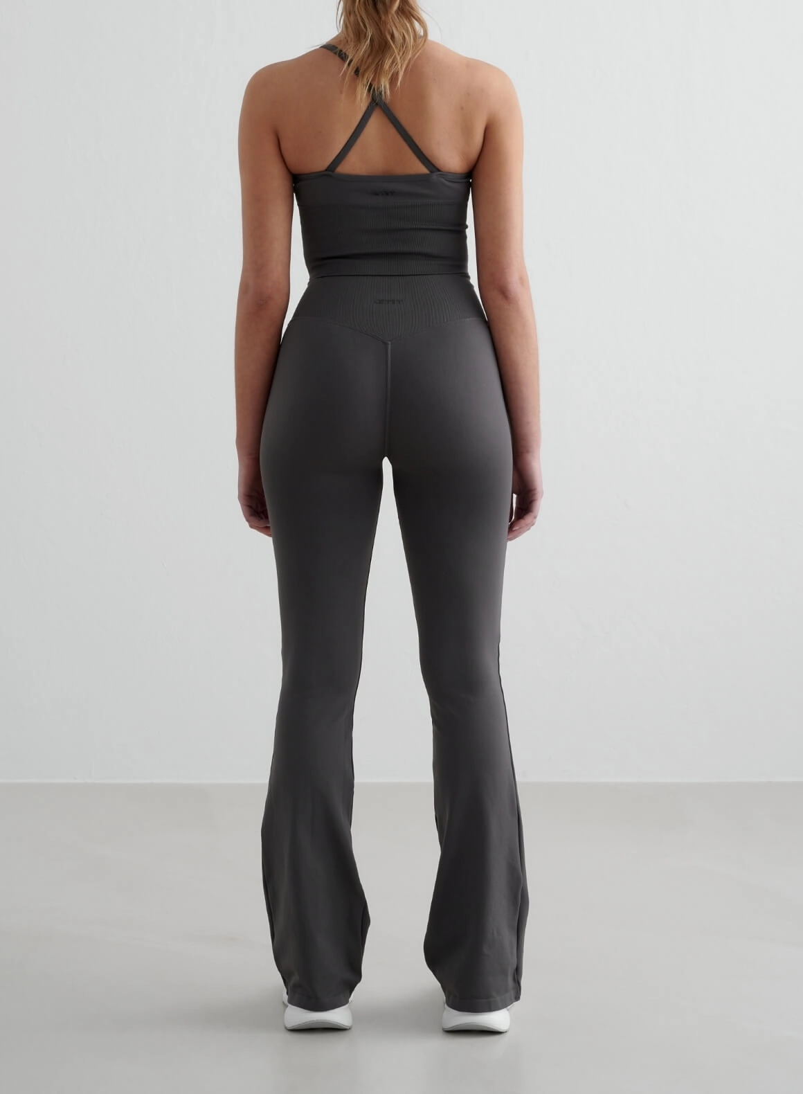 Shadow Grey Shape Seamless Flare Tights & Cross Back Bralette Set