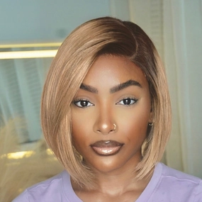 Special Deal | Ash Blonde Ombre Blunt Cut Bob Glueless Minimalist HD Lace Short Bob Wig Ready to Go Pre-Cut Lace