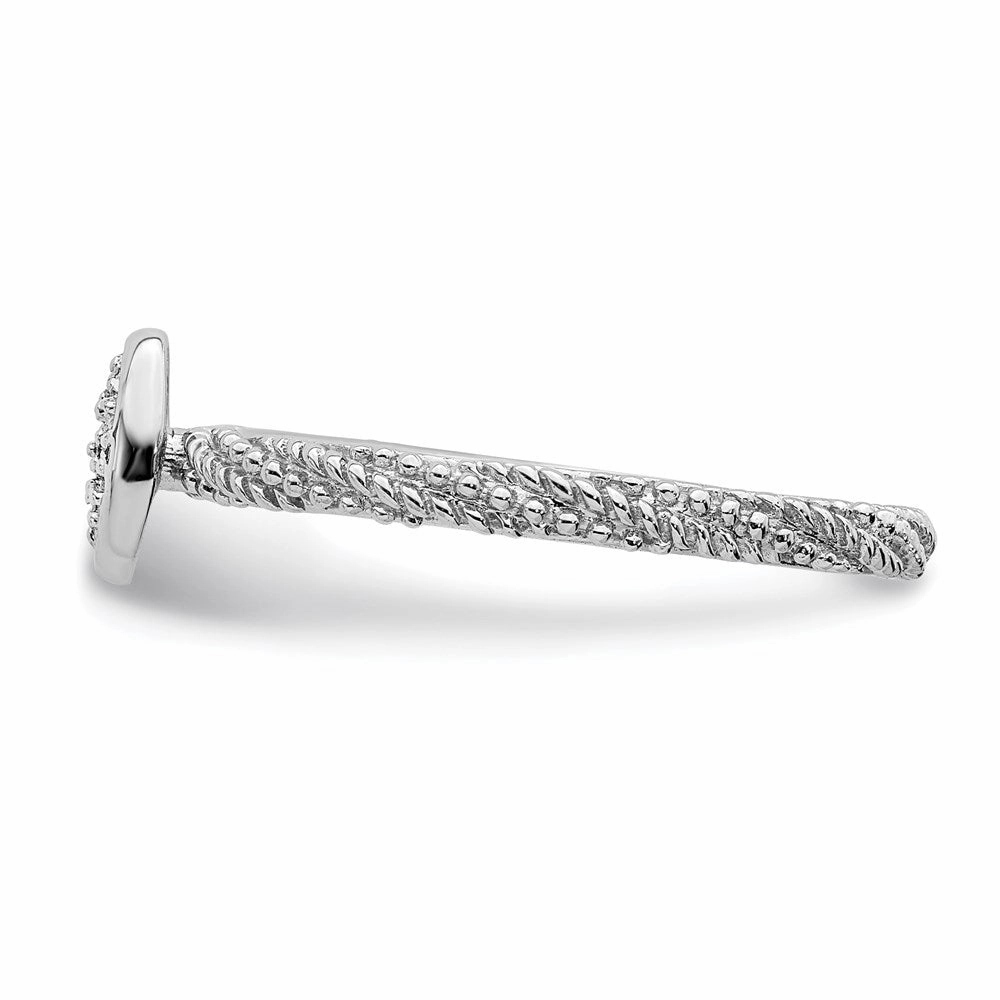 Sterling Silver Diamond Stackable Expressions Textured Ring | QSK1824