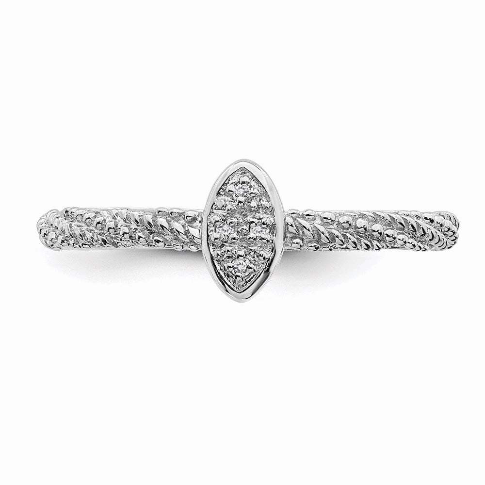 Sterling Silver Diamond Stackable Expressions Textured Ring | QSK1824