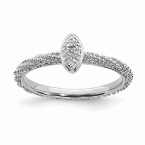 Sterling Silver Diamond Stackable Expressions Textured Ring | QSK1824
