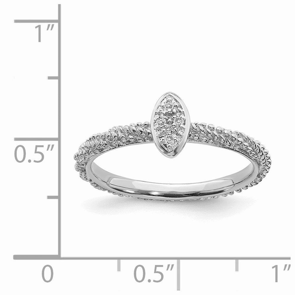 Sterling Silver Diamond Stackable Expressions Textured Ring | QSK1824