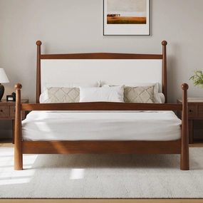 Streamdale King Pine Platform Bed Boucle Headboard