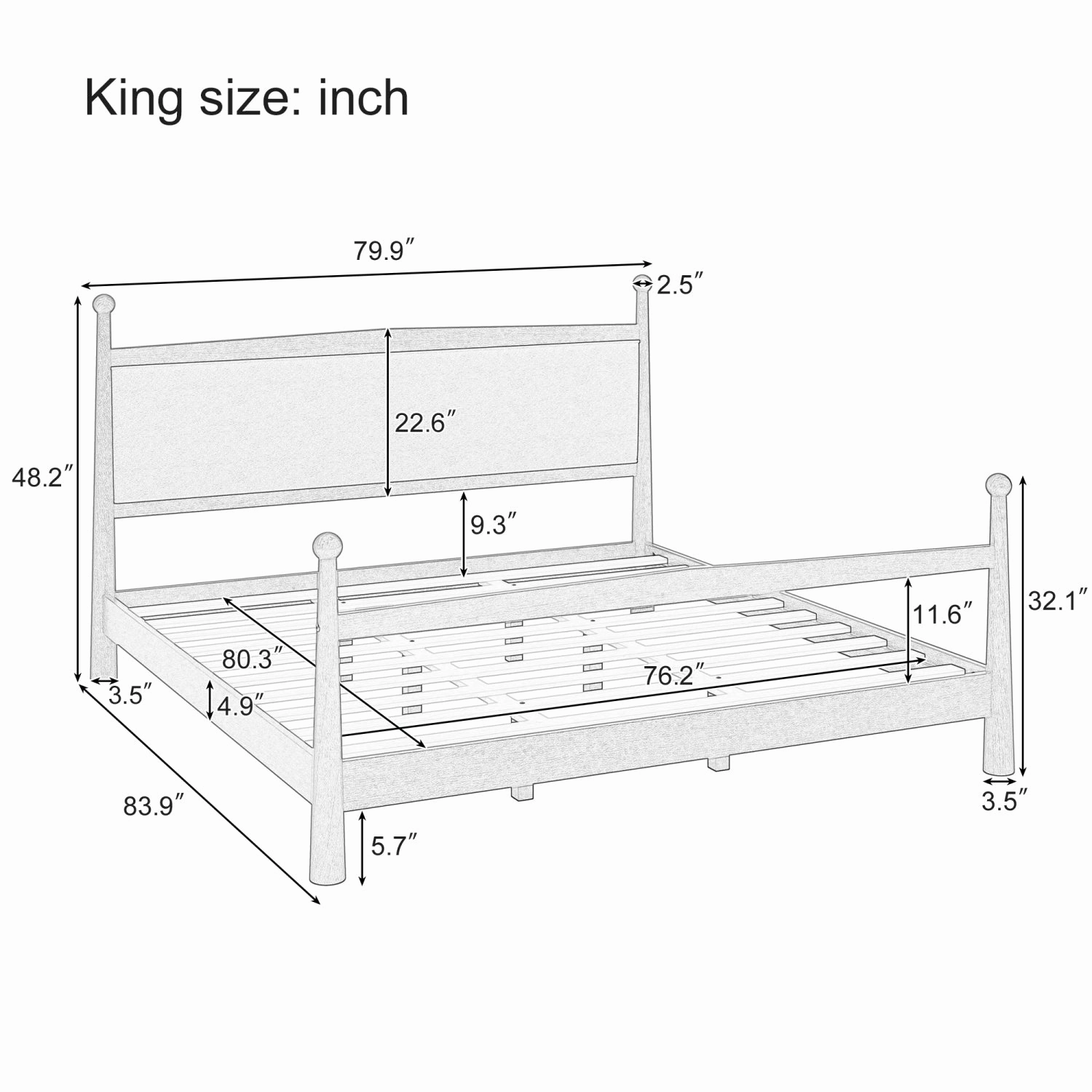 Streamdale King Pine Platform Bed Boucle Headboard