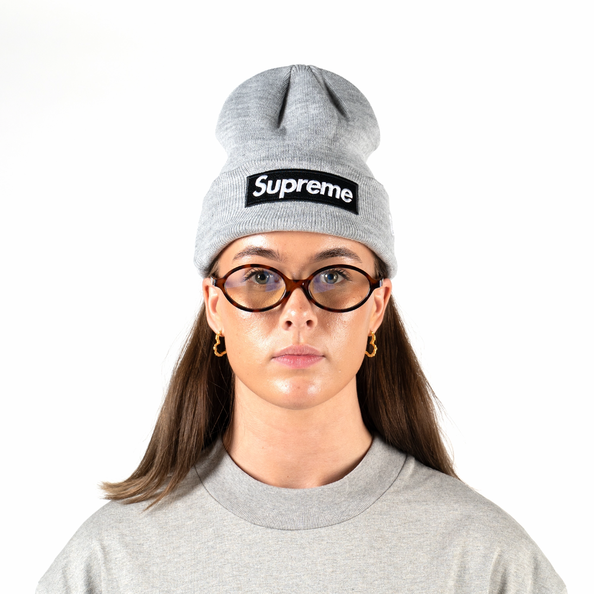 Supreme New Era Box Logo Beanie (FW22) Heather Grey
