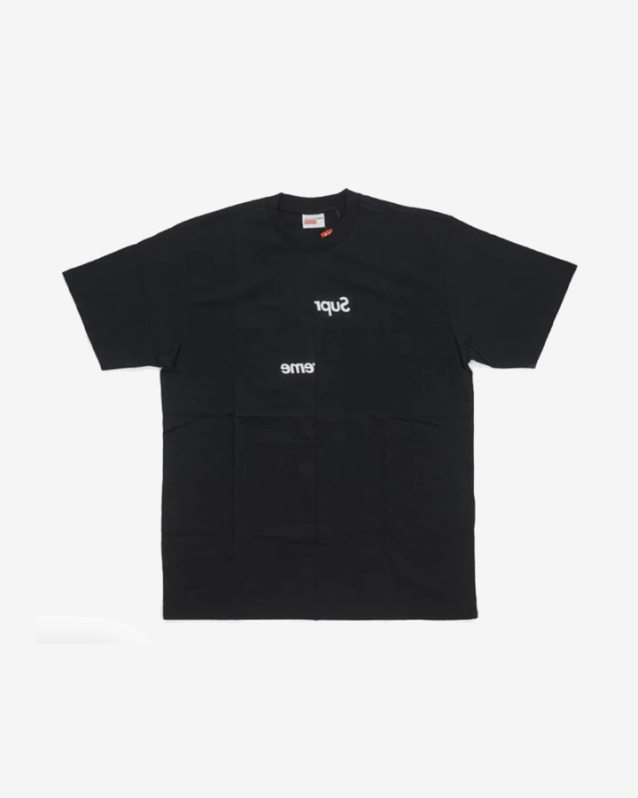 SUPREME X CDG FW18 SPLIT BOX LOGO BLACK TEE (NEW) -