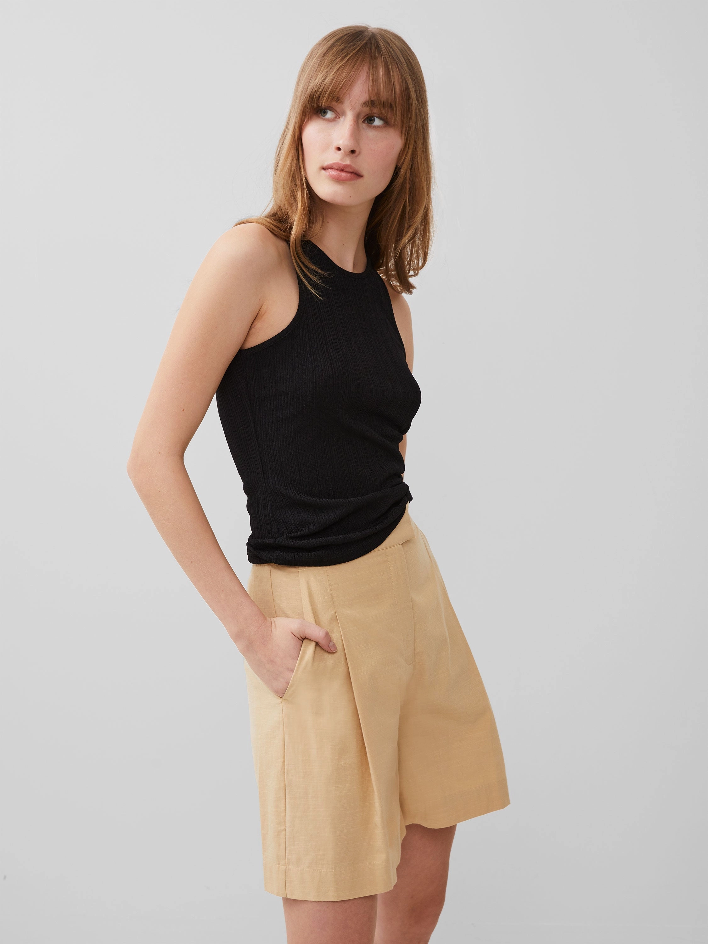 Tallie Textured Racer Tank Top