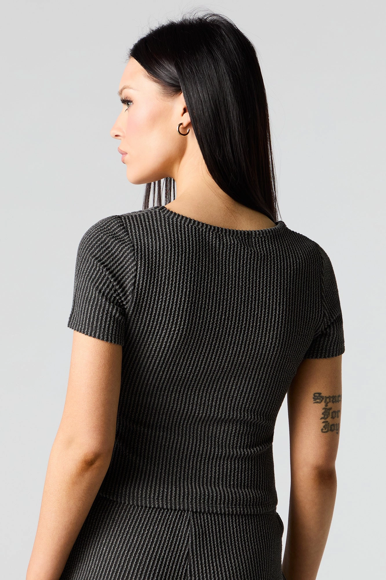 Textured Ribbed Scoop Neck Top