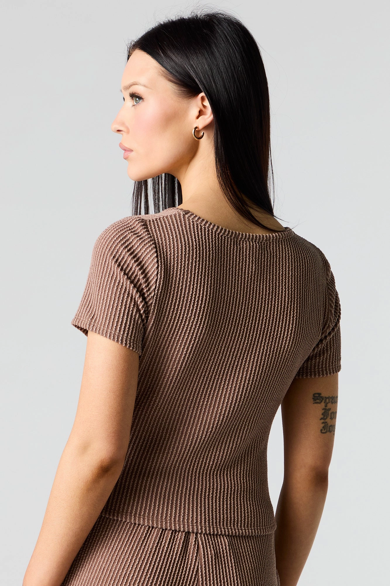 Textured Ribbed Scoop Neck Top