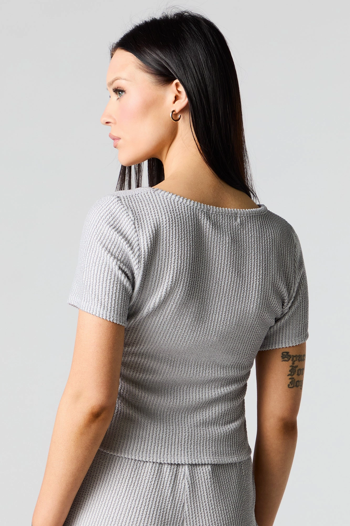 Textured Ribbed Scoop Neck Top