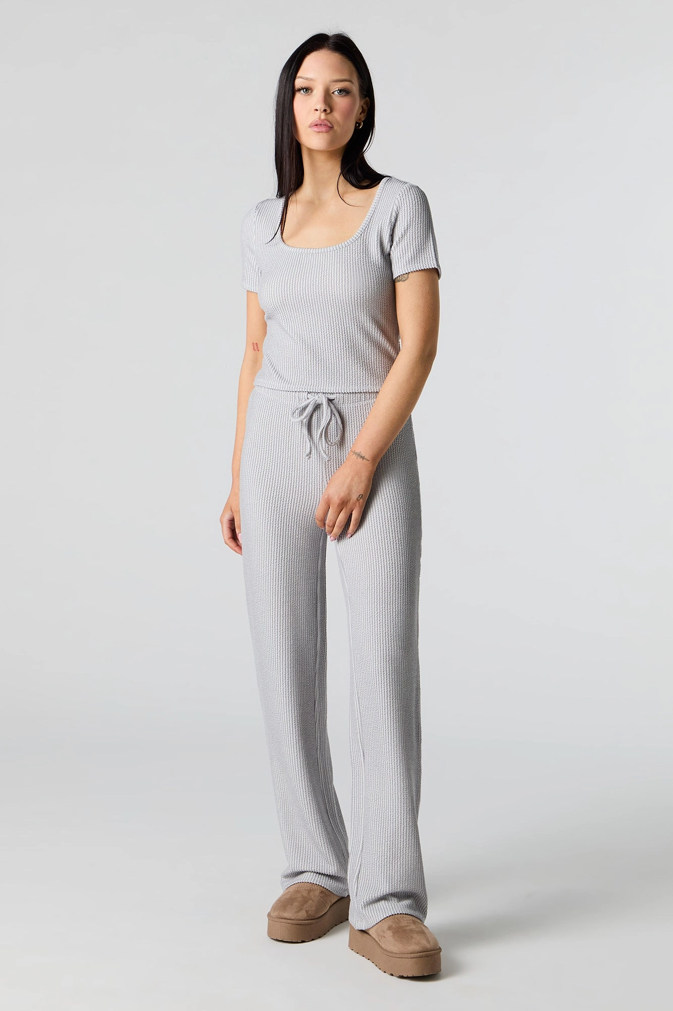 Textured Ribbed Scoop Neck Top