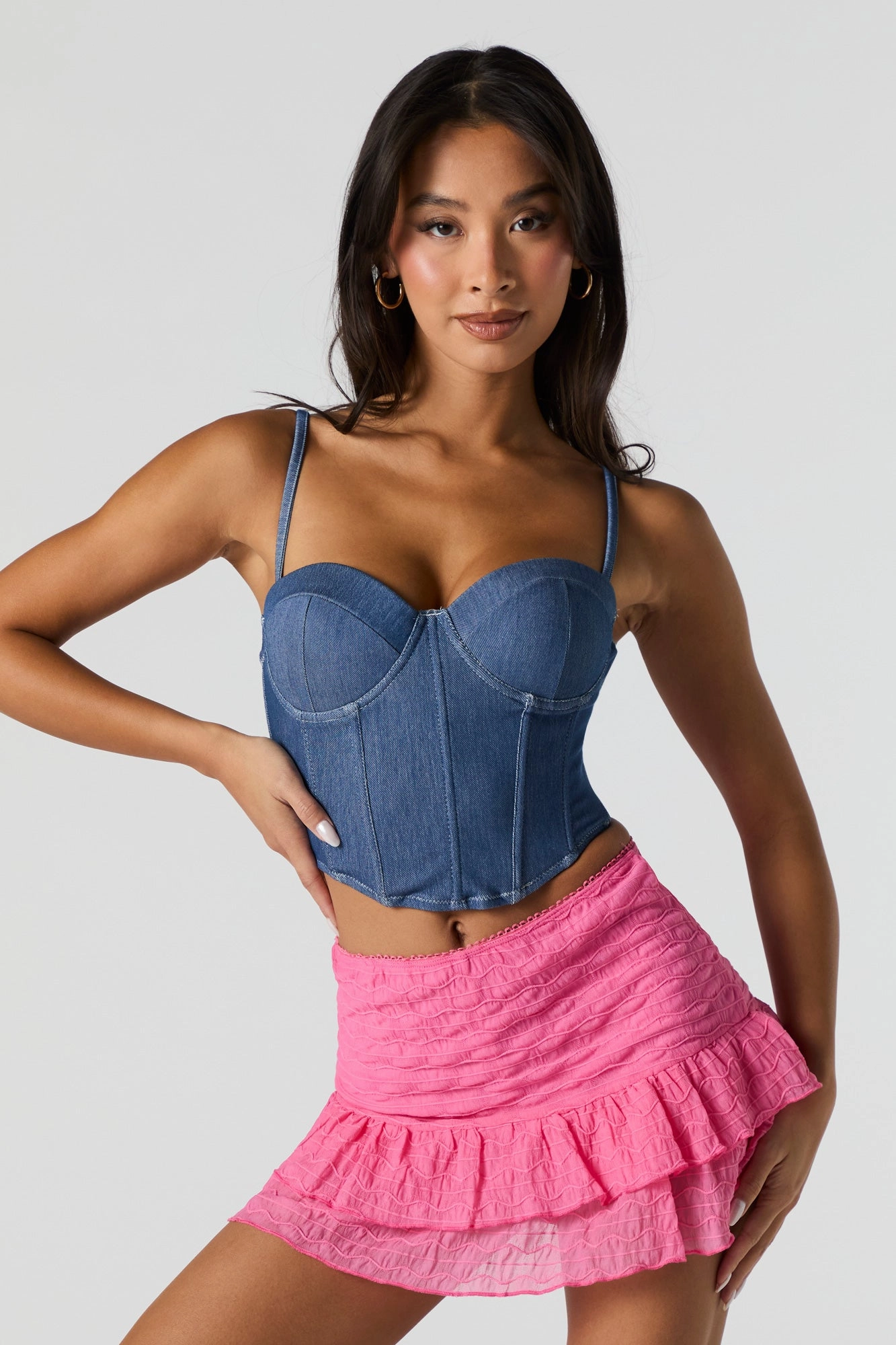 Textured Ruffled Mini Skort
