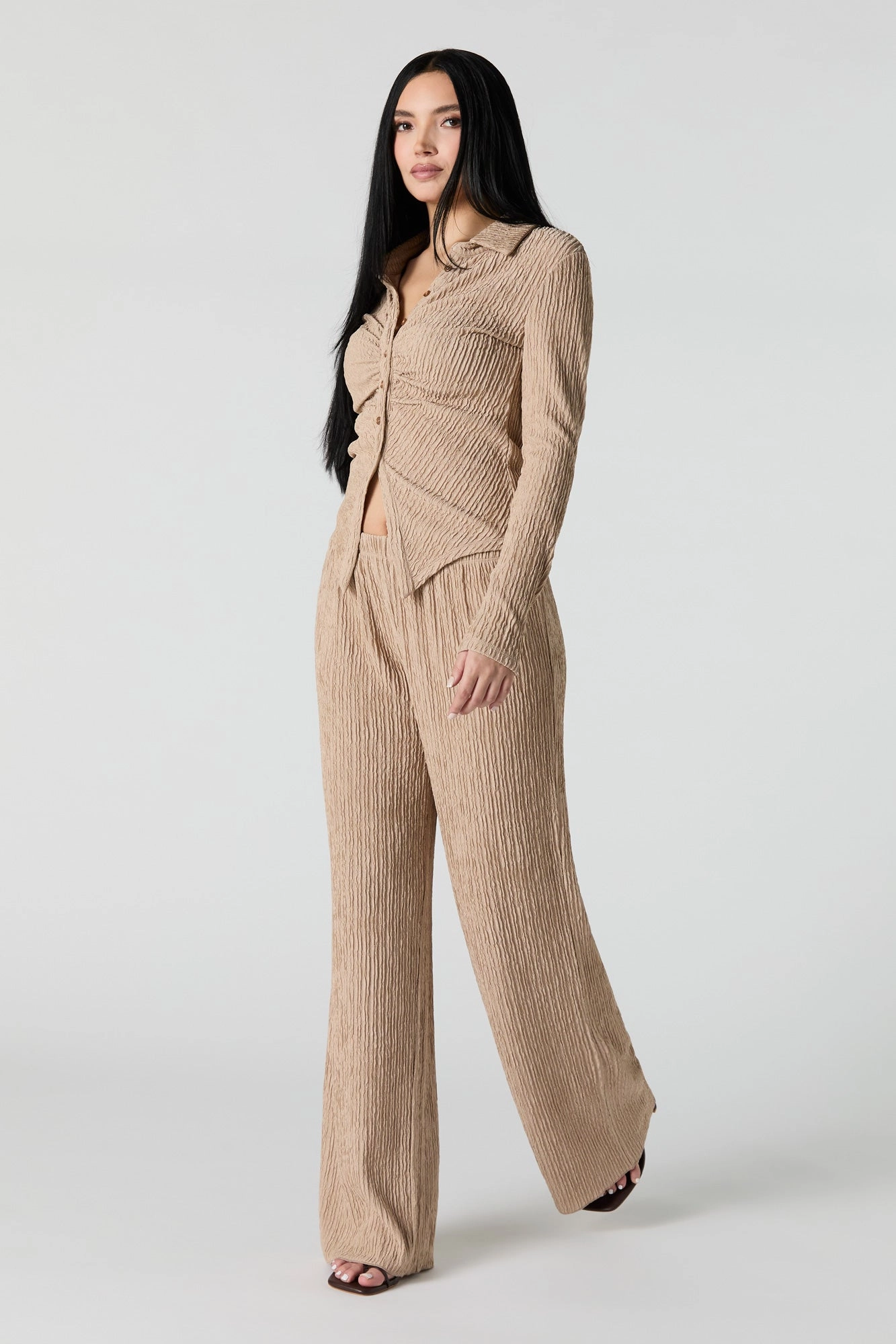 Textured Wide Leg Pant