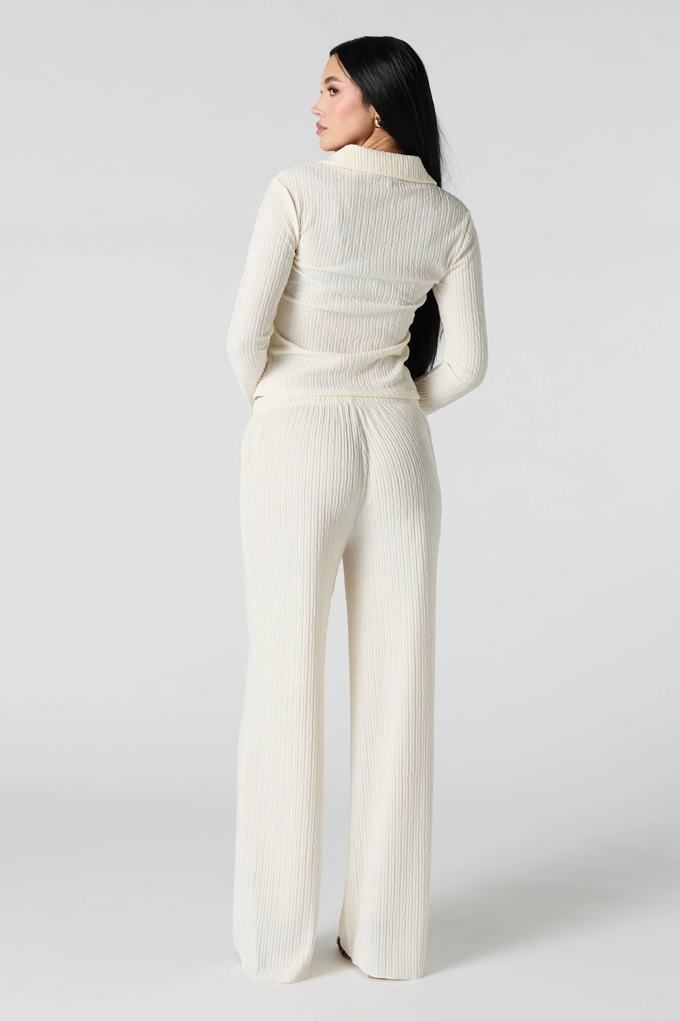 Textured Wide Leg Pant