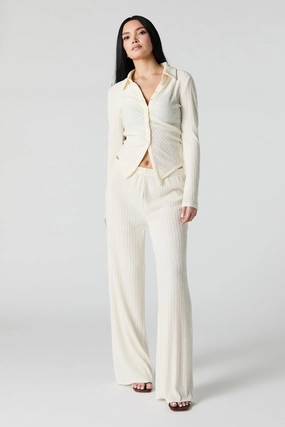 Textured Wide Leg Pant