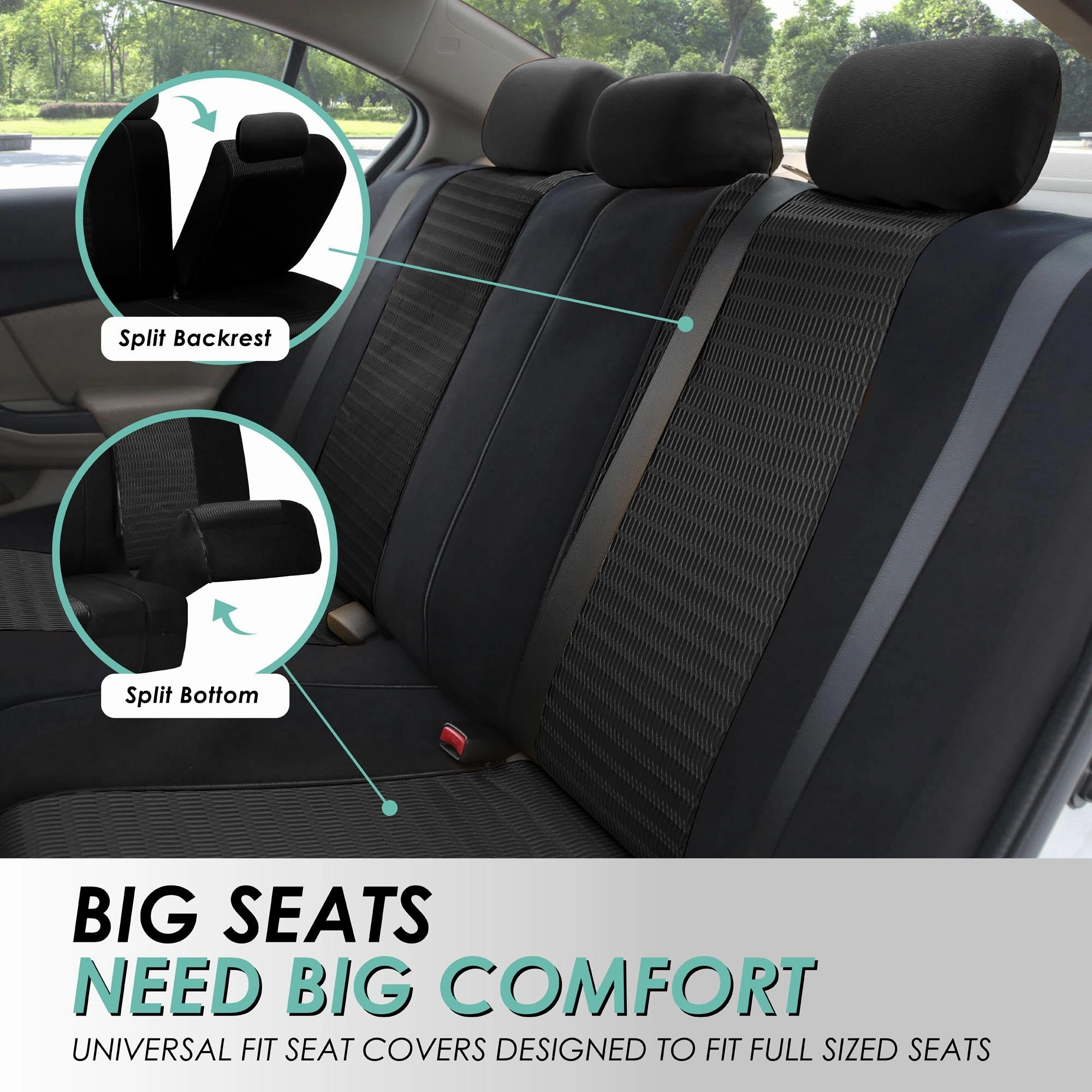 Trendy Elegance 3D Air Mesh 3 Row 7 Seater -  Black Seat Covers