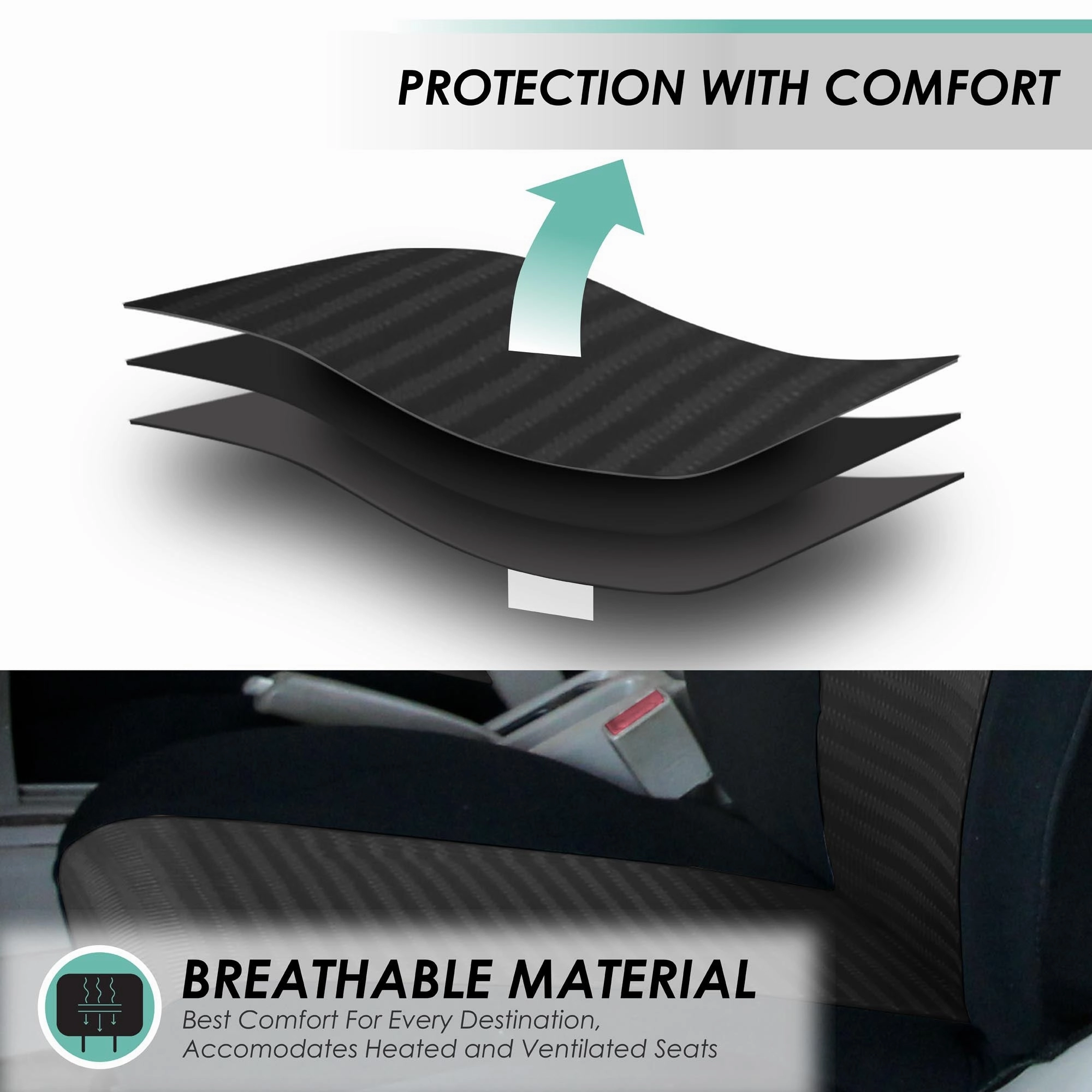 Trendy Elegance 3D Air Mesh 3 Row 7 Seater -  Black Seat Covers