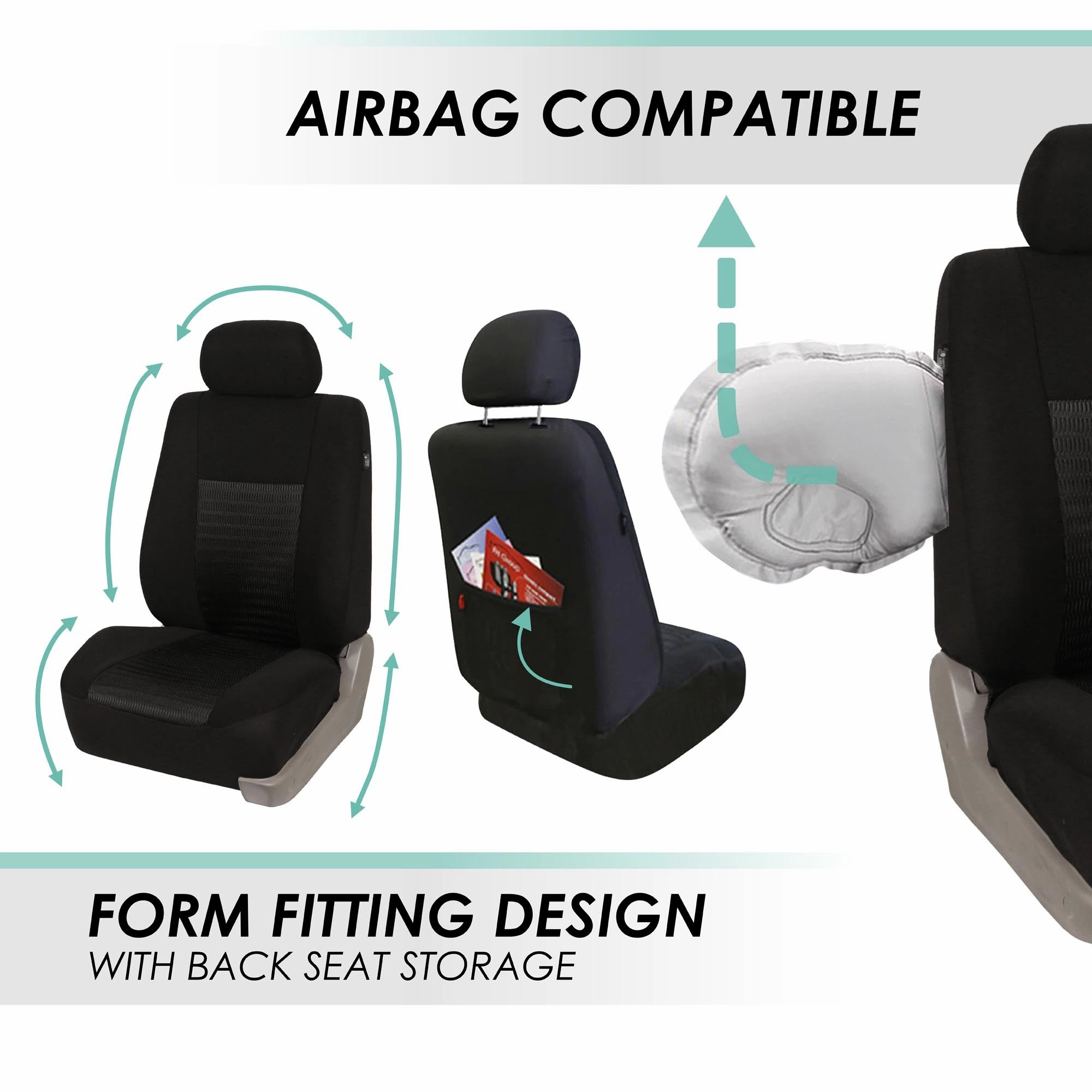 Trendy Elegance 3D Air Mesh 3 Row 7 Seater -  Black Seat Covers