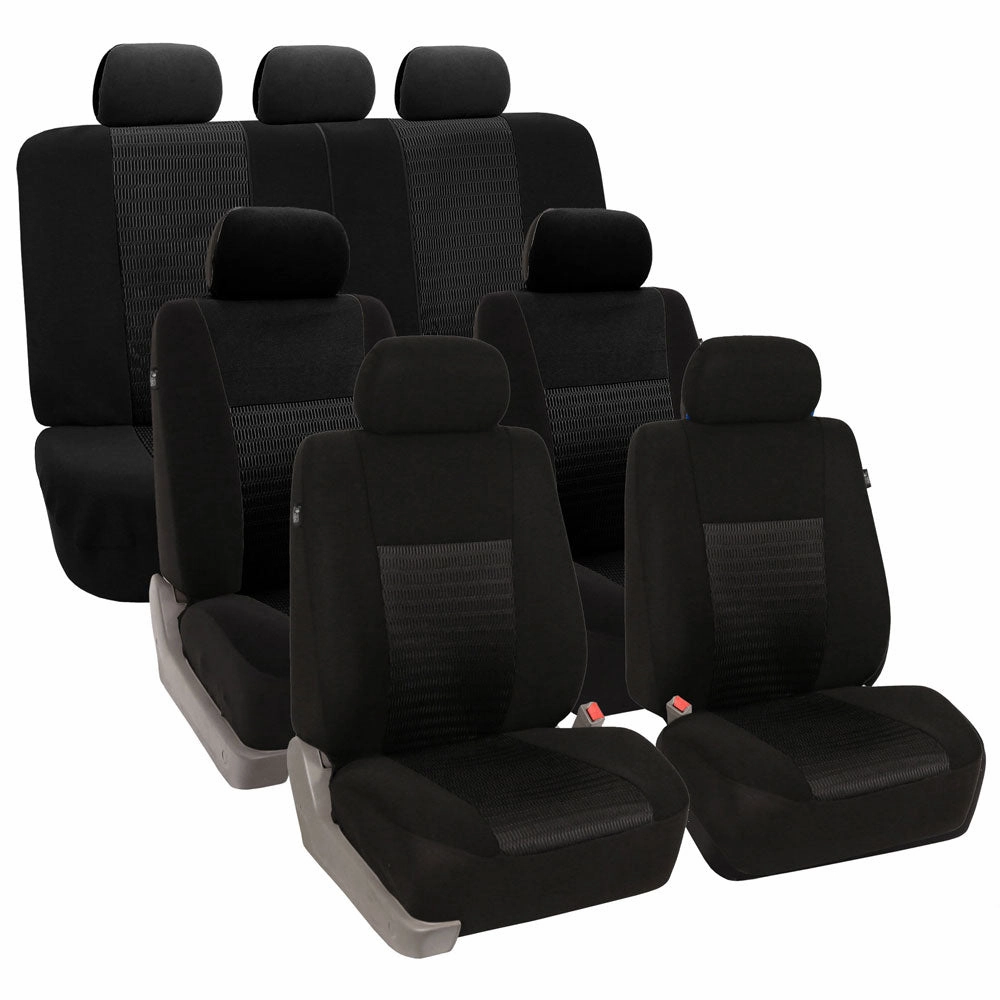 Trendy Elegance 3D Air Mesh 3 Row 7 Seater -  Black Seat Covers