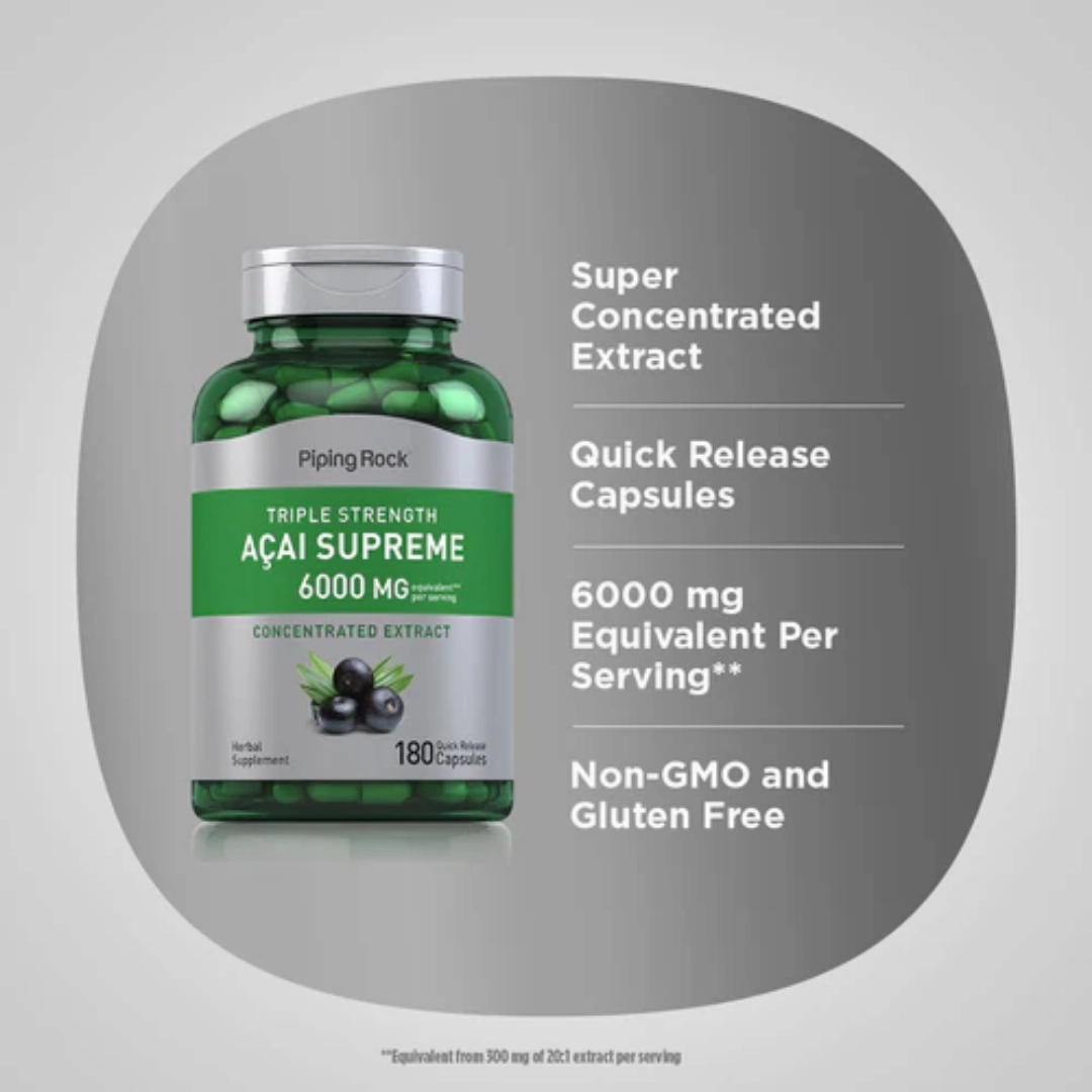 Triple Strength Acai Supreme, 6000 mg (per serving), 180 Quick Release Capsules, 2  Bottles