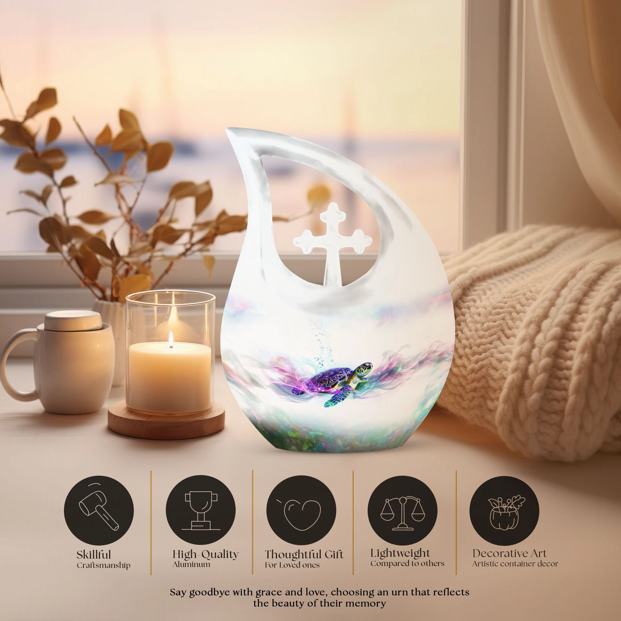 Turtle Motif Remembrance Urn cremation urn for large adults